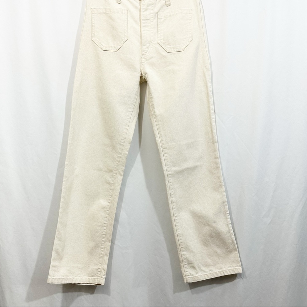 Lykke Wullf Perfected Ranch Pants High Rise Straight Leg in Canvas Cream - Picture 6 of 11